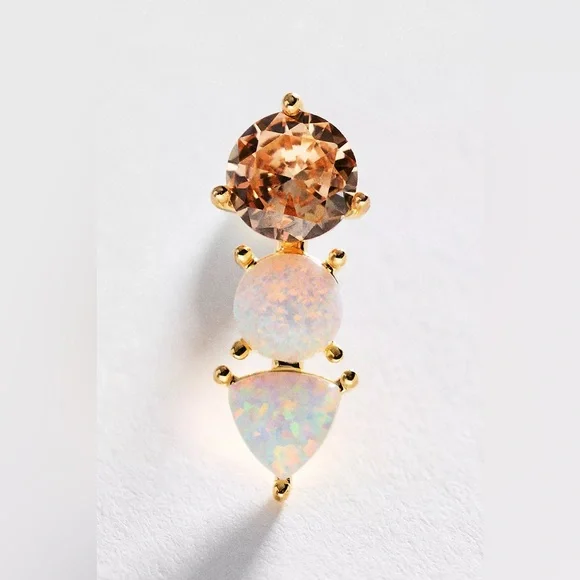 Anthropologie Tri-Stone Earrings - Pearl NWT $38 - Picture 2 of 2